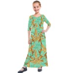 420 Golden Marijuana Leaves CBDOilPrincess 4620c7f7-26fd-4a03-a44e-12e7042c7a06 Kids  Quarter Sleeve Maxi Dress