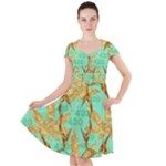 420 Golden Marijuana Leaves CBDOilPrincess 4620c7f7-26fd-4a03-a44e-12e7042c7a06 Cap Sleeve Midi Dress