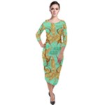 420 Golden Marijuana Leaves CBDOilPrincess 4620c7f7-26fd-4a03-a44e-12e7042c7a06 Quarter Sleeve Midi Velour Bodycon Dress