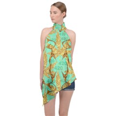 Halter Asymmetric Satin Top 