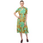 420 Golden Marijuana Leaves CBDOilPrincess 4620c7f7-26fd-4a03-a44e-12e7042c7a06 Keyhole Neckline Chiffon Dress