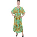 420 Golden Marijuana Leaves CBDOilPrincess 4620c7f7-26fd-4a03-a44e-12e7042c7a06 V-Neck Boho Style Maxi Dress