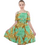420 Golden Marijuana Leaves CBDOilPrincess 4620c7f7-26fd-4a03-a44e-12e7042c7a06 Cut Out Shoulders Chiffon Dress
