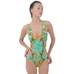 420 Golden Marijuana Leaves CBDOilPrincess 4620c7f7-26fd-4a03-a44e-12e7042c7a06 Side Cut Out Swimsuit