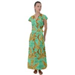420 Golden Marijuana Leaves CBDOilPrincess 4620c7f7-26fd-4a03-a44e-12e7042c7a06 Flutter Sleeve Maxi Dress