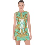 420 Golden Marijuana Leaves CBDOilPrincess 4620c7f7-26fd-4a03-a44e-12e7042c7a06 Lace Up Front Bodycon Dress