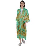 420 Golden Marijuana Leaves CBDOilPrincess 4620c7f7-26fd-4a03-a44e-12e7042c7a06 Maxi Satin Kimono