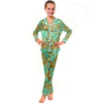 420 Golden Marijuana Leaves CBDOilPrincess 4620c7f7-26fd-4a03-a44e-12e7042c7a06 Kid s Satin Long Sleeve Pajamas Set