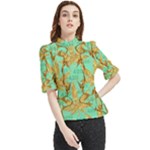 420 Golden Marijuana Leaves CBDOilPrincess 4620c7f7-26fd-4a03-a44e-12e7042c7a06 Frill Neck Blouse