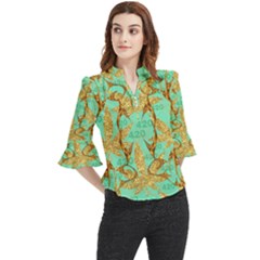 Loose Horn Sleeve Chiffon Blouse 