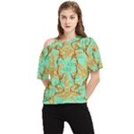 420 Golden Marijuana Leaves CBDOilPrincess 4620c7f7-26fd-4a03-a44e-12e7042c7a06 One Shoulder Cut Out Tee
