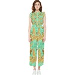 420 Golden Marijuana Leaves CBDOilPrincess 4620c7f7-26fd-4a03-a44e-12e7042c7a06 Women s Frill Top Jumpsuit