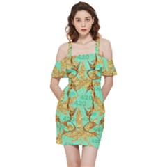 Shoulder Frill Bodycon Summer Dress 