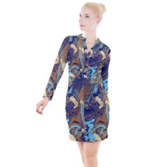 Button Long Sleeve Dress 