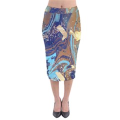 Velvet Midi Pencil Skirt 