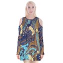 Velvet Long Sleeve Shoulder Cutout Dress 