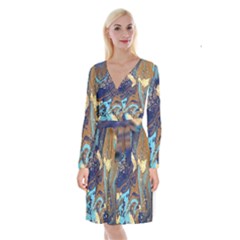 Long Sleeve Velvet Front Wrap Dress 