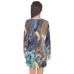 Long Sleeve Chiffon Shift Dress  