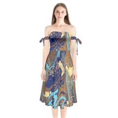 Shoulder Tie Bardot Midi Dress 