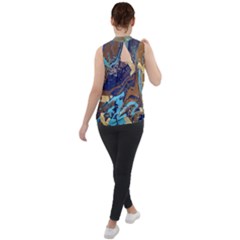 Mock Neck Chiffon Sleeveless Top 