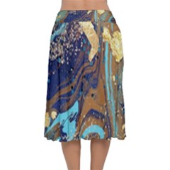Velvet Flared Midi Skirt 