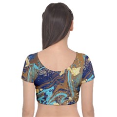 Velvet Short Sleeve Crop Top  