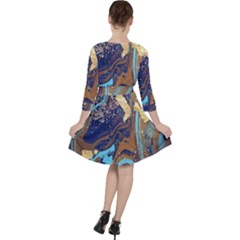 Quarter Sleeve Ruffle Waist Dress 
