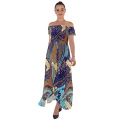 Off Shoulder Open Front Chiffon Dress 