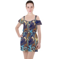 Ruffle Cut Out Chiffon Playsuit 