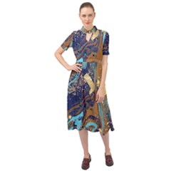Keyhole Neckline Chiffon Dress 