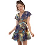 My Pour Cup Painting CBDOilPrincess 0cfa8741-c750-44af-8d62-c9a03448df92 Flutter Sleeve Wrap Dress