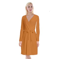 Long Sleeve Velvet Front Wrap Dress 