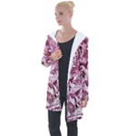 Dusty pink marbling Longline Hooded Cardigan