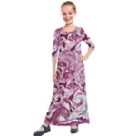 Dusty pink marbling Kids  Quarter Sleeve Maxi Dress