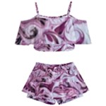 Dusty pink marbling Kids  Off Shoulder Skirt Bikini