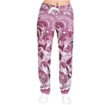 Dusty pink marbling Women velvet Drawstring Pants