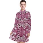 Pink marbling symmetry Long Sleeve Chiffon Shirt Dress