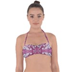 Pink marbling symmetry Halter Bandeau Bikini Top