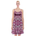 Pink marbling symmetry Spaghetti Strap Velvet Dress