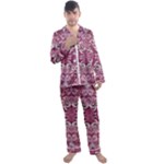 Pink marbling symmetry Men s Long Sleeve Satin Pajamas Set