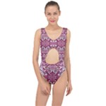 Pink marbling symmetry Center Cut Out Swimsuit