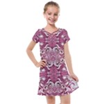 Pink marbling symmetry Kids  Cross Web Dress