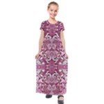 Pink marbling symmetry Kids  Short Sleeve Maxi Dress