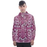 Pink marbling symmetry Men s Front Pocket Pullover Windbreaker