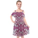 Pink marbling symmetry Kids  Cut Out Shoulders Chiffon Dress