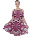 Pink marbling symmetry Cut Out Shoulders Chiffon Dress