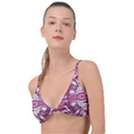 Pink marbling symmetry Knot Up Bikini Top