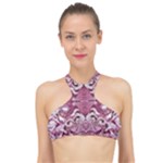 Pink marbling symmetry High Neck Bikini Top