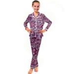 Pink marbling symmetry Kid s Satin Long Sleeve Pajamas Set