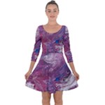 Violet feathers Quarter Sleeve Skater Dress